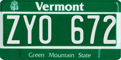 VT license plate ZYO672