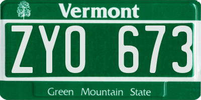 VT license plate ZYO673