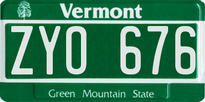 VT license plate ZYO676