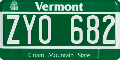 VT license plate ZYO682