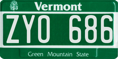 VT license plate ZYO686