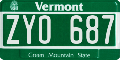 VT license plate ZYO687