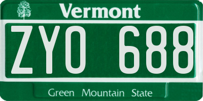 VT license plate ZYO688