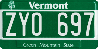 VT license plate ZYO697