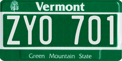 VT license plate ZYO701