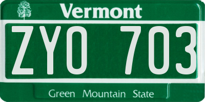 VT license plate ZYO703
