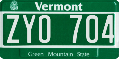 VT license plate ZYO704