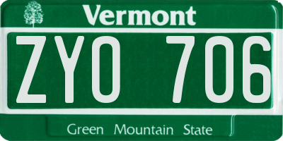 VT license plate ZYO706