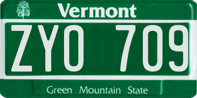 VT license plate ZYO709