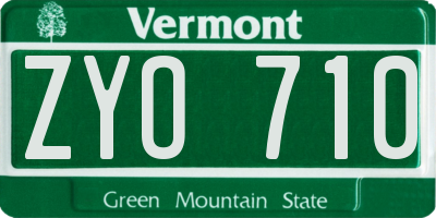 VT license plate ZYO710