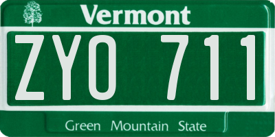 VT license plate ZYO711