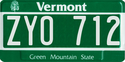 VT license plate ZYO712