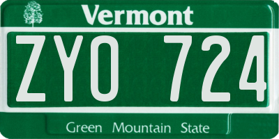 VT license plate ZYO724