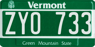 VT license plate ZYO733