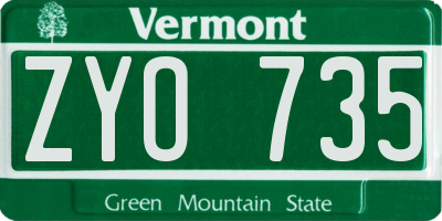 VT license plate ZYO735