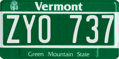 VT license plate ZYO737