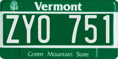 VT license plate ZYO751
