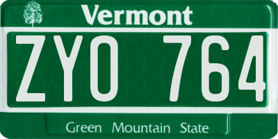 VT license plate ZYO764