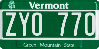 VT license plate ZYO770