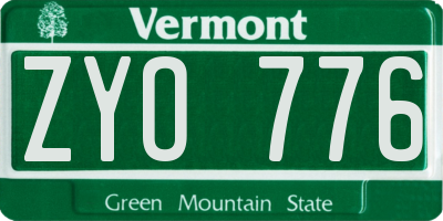 VT license plate ZYO776