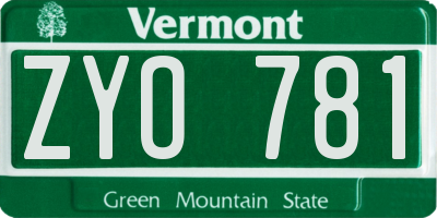 VT license plate ZYO781