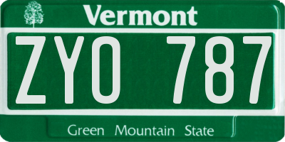VT license plate ZYO787