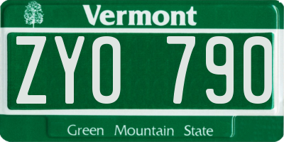 VT license plate ZYO790
