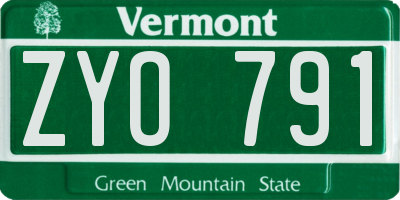 VT license plate ZYO791