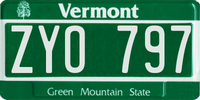 VT license plate ZYO797