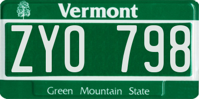 VT license plate ZYO798