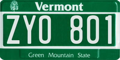 VT license plate ZYO801