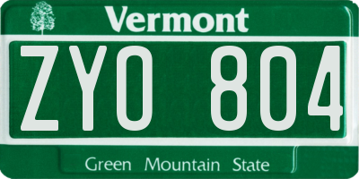 VT license plate ZYO804