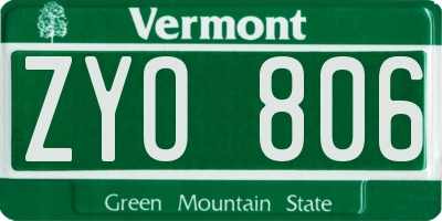 VT license plate ZYO806