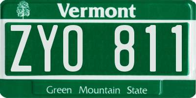 VT license plate ZYO811