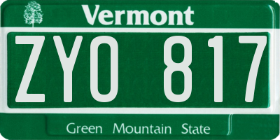 VT license plate ZYO817