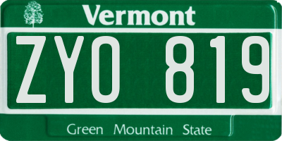 VT license plate ZYO819