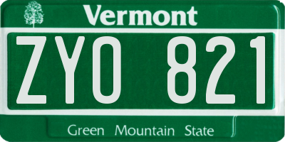 VT license plate ZYO821