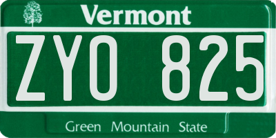VT license plate ZYO825