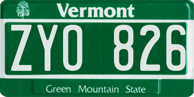VT license plate ZYO826