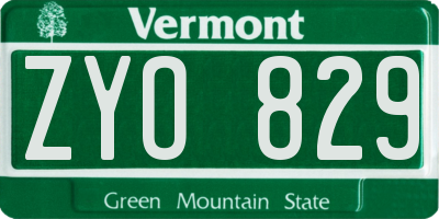 VT license plate ZYO829