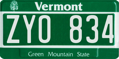 VT license plate ZYO834