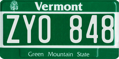 VT license plate ZYO848