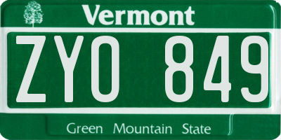 VT license plate ZYO849