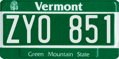 VT license plate ZYO851