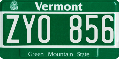 VT license plate ZYO856