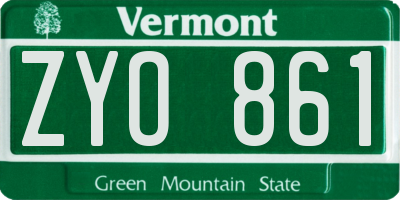 VT license plate ZYO861