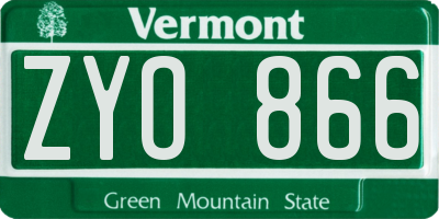 VT license plate ZYO866