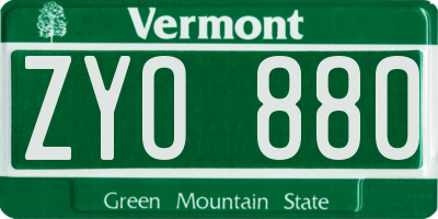 VT license plate ZYO880