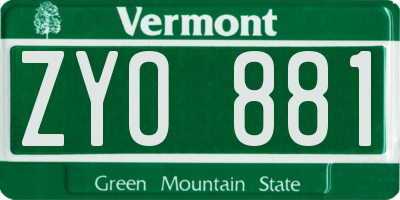 VT license plate ZYO881