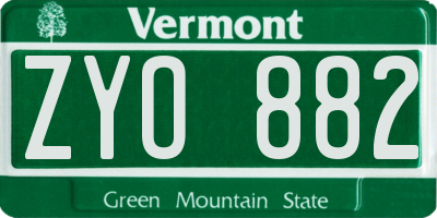VT license plate ZYO882